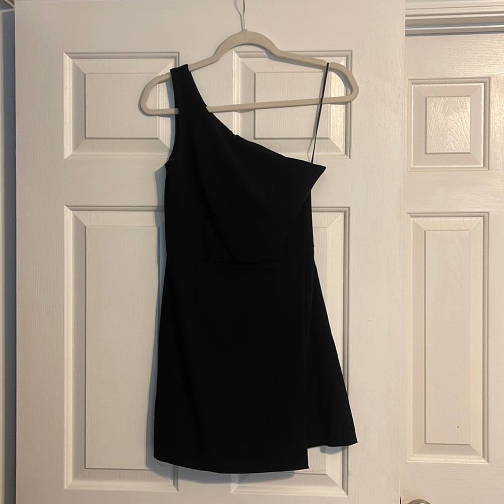 One Shoulder Black Cocktail Dress